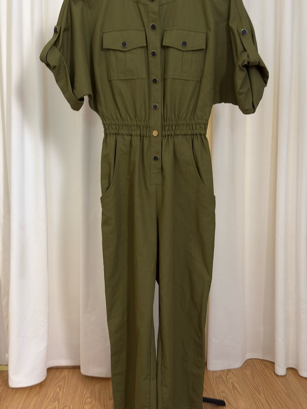 Vanessa Seward Bacan Olive Utility Jumpsuit